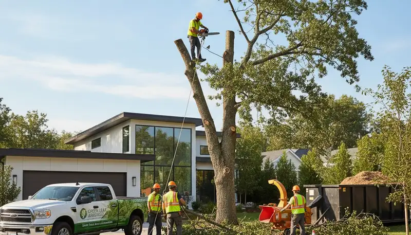 Landscaping and tree removal experts working in Oklahoma City, OK yard renovation project