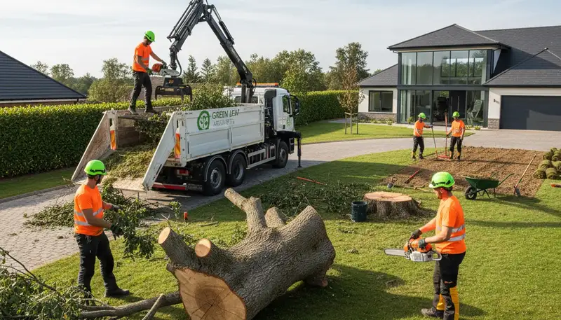 Landscaping crew shaping yard with native plants in Oklahoma City, OK by Chop Chop Tree Services