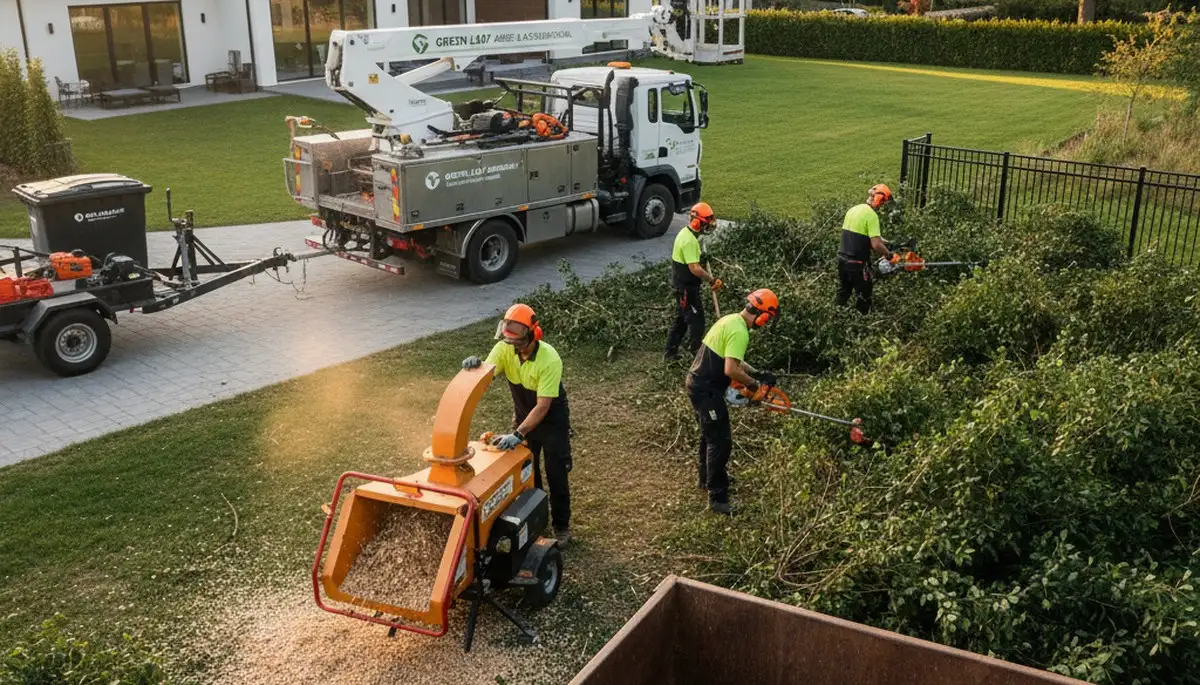Professional shrub removal service in Oklahoma City, OK clearing overgrown bushes for yard improvement