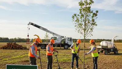 Arborists planting young trees in Oklahoma City, OK for Chop Chop Tree professional tree services