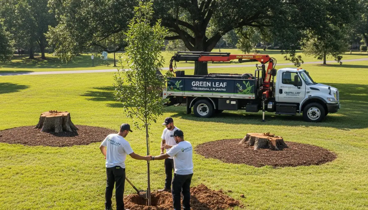 Arborists planting new trees in Oklahoma City, OK for Chop Chop Tree professional tree planting services