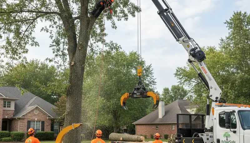 Professional tree removal crew working safely in Oklahoma City, OK for Chop Chop Tree Services