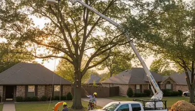 Professional tree removal service in Oklahoma City OK safely cutting and clearing large trees