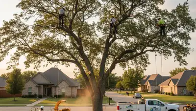 Professional tree removal service in Oklahoma City OK safely cutting and clearing large trees